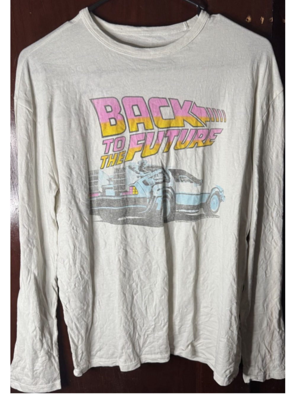 Back to the Future Movie Logo L/S T Shirt Kid's Size XXL White
